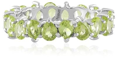 Cavill Eleganter Peridot Ring Damen 3,067 ct Tropfen Schliff Grüner Edelstein Sterlingsilber 925 Plattiert Stilvoller, Moderner Schmuck Ring Größe 17-19