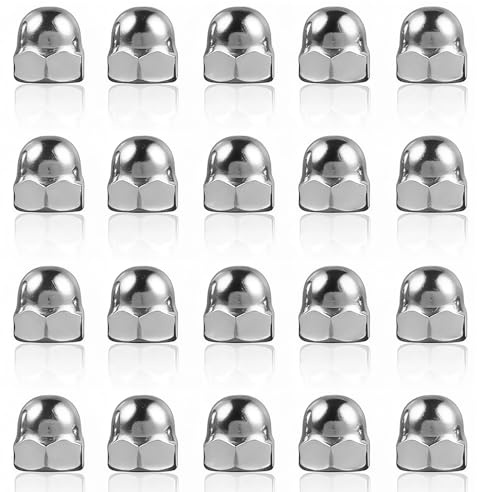 HSUYUN 20 Pièces Ecrous Borgnes M10 Inox 304, Ecrous Hexagonaux DIN1587, Cache Ecrou Boulon Acier Inoxydable, Ecrous Borgnes Hexagonaux pour Structure Métallique, Bois et Machines