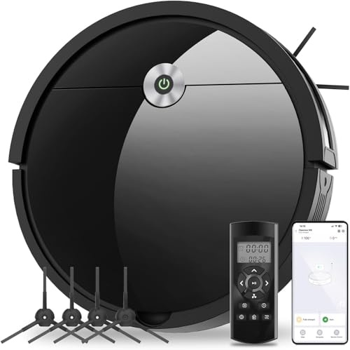 Vexilar Robot Vacuum Cleaner with 2800Pa Suction, 140 Mins Run Time, App/Remote/Voice Control, 300ML Dust Bin, Automatic Self-Charging, Ideal for Floors, Pet Hair, Carpet