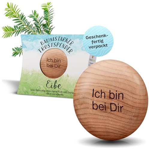 Baumstark „Ich Bin bei Dir“ Trostspender aus Eibe – liebevolles Genesungsgeschenk, Krankenhaus Geschenk, Glücksbringer, Geschenk für Frauen, Gute Besserung, Glücksstein, Trostgeschenk, Schutzengel