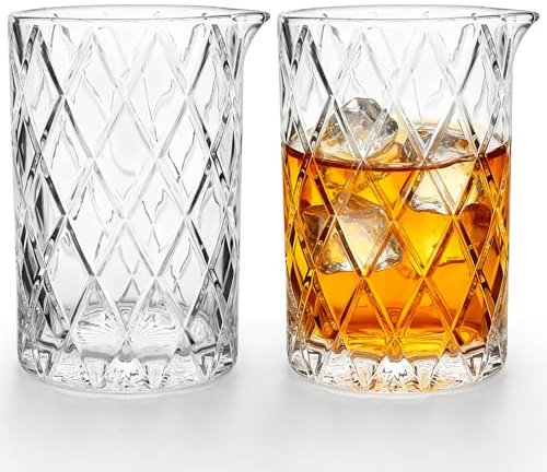 LONTOM 2 Pack Cocktail Mixing Glasses,730ml/25oz Weighted Bottom Mixing Glass, Crystal Cocktail Jug,Seamless Stirring Cocktail Glasses Cocktail Pitcher for Martini, Mojito, Negronis, Bar