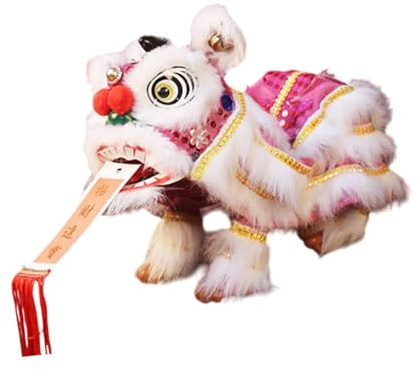 lmoikesz Kreative, handgefertigte Löwen Marionette – EIN einzigartiges Kunstobjekt für Festliche Anlässe, EIN tolles Geschenk für Kinder und Erwachsene zum Jahreswechsel, Rosa Weiß, 38 x 20 cm