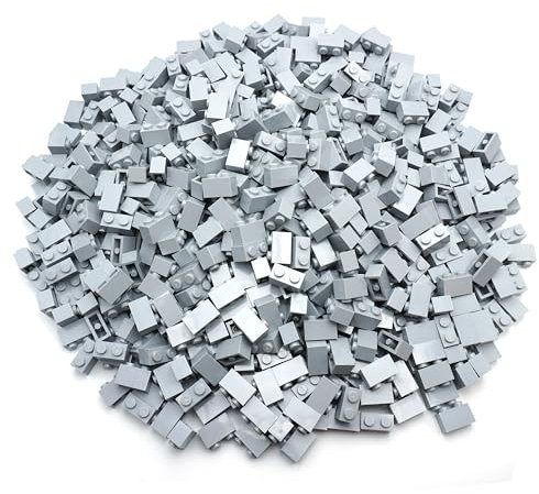 20 Stück LEGO Stein 1x2 Noppen in Neu-Hellgrau.