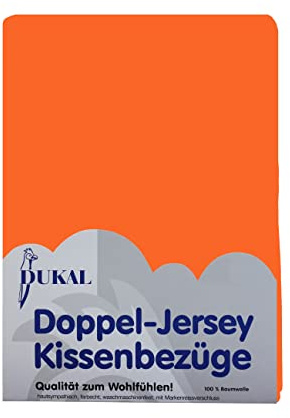 Dukal | Kissenbezug 65 x 65 cm | aus hochwertigem DOPPEL-Jersey | 100% Baumwolle | Farbe: orange