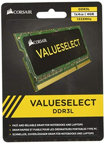 Corsair Value Select SODIMM 4GB (1x4GB) DDR3L 1333MHz C9 Speicher für Laptop/Notebooks - Schwarz