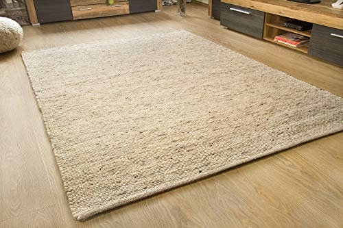 Steffensmeier Murnau Handwebteppich - aus nachhaltiger, Deutscher Produktion - gewalkt - Natur dunkel, Größe: 250x350 cm
