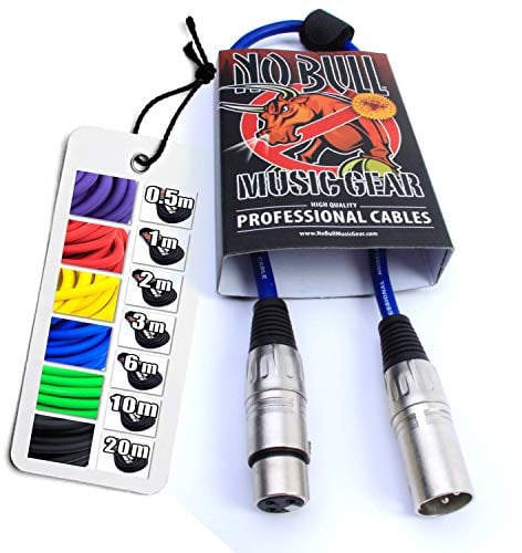 No Bull Nordell Music Gear' Premium XLR Cable (Blue, 0.5m): Achieve a Clearer Audio Signal with Balanced Male to Female Microphone Lead, plus Cable Tie