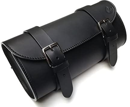 Barilotto artigianale per moto in cuoio nero Custom Style BA170ON