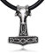DonDon Herren Lederkette Leder Halskette 50 cm mit Edelstahl Anhänger Thor Hammer Steinbock