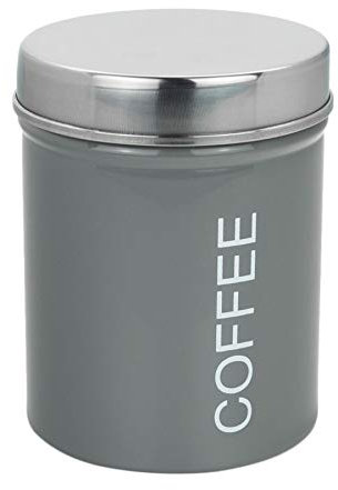 Harbour Housewares Round Metal Sugar Storage Canister - Grey - Pack of 1 - Retro Kitchen Storage Sweetener Granular Sugar Caddy Preserve Food Tin Bin Container Jars Airtight Lid