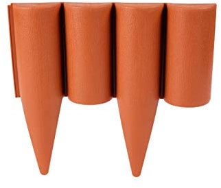 GARDENIX Rasenkante Kunststoff - 2.5m Beeteinfassung Holz, Holzpalisaden Beeteinfassung, Palisaden Beetumrandung, Beetbegrenzung Palisade Terracotta, Palisade Holzoptik, 10 Module, UV-beständig