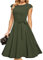 DRESSTELLS Señoras A-Line Swing Festivo Rodilla Longitud Boda Vestido de Cóctel Cuello Redondo Cabo Manga Vestido de Navidad Verde M