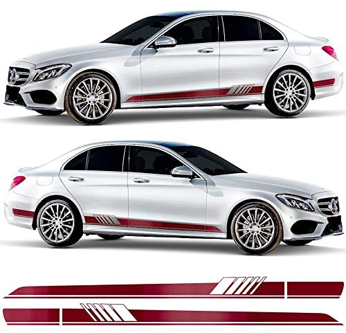 Auto-Dress Seitenstreifen Aufkleber Set/Dekor passend für Mercedes C-Klasse W205 - Motiv: AMG Flügel (111M Black Matt)