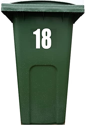 4X Bin Sticker Vinyl Number 1-99 Large Recycling Box Wheelie Self Adhesive (18)