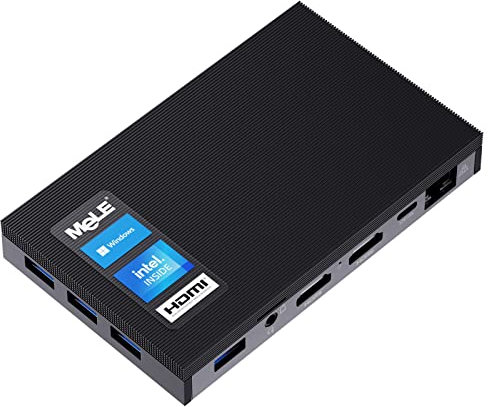 MeLE Lüfterloser Mini-PC Windows 10 Pro Celeron J4125 8GB DDR4 256GB eMMC Ultra-Thin Mini Desktop Computer 4K HDMI x2, Dual Band WiFi, USB x4 Gigabit Ethernet, BT 4.2