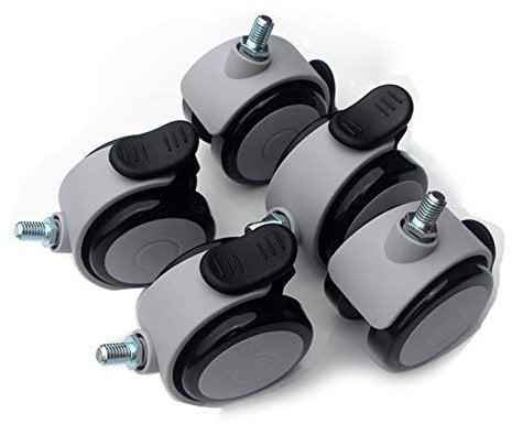5 Möbel Rollen Gewinde M10 zum Bürostuhl 65 mm Schwerlast 200 kg Leises Nylon mit Bremse Lenkrollen für Tisch Wagen Krippe
