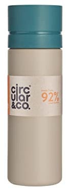 Circular and Co Leakproof 600ml Reusable Water Bottle made from 92% Single-Use Bottles (Chalk Bottle & Teal Lid)
