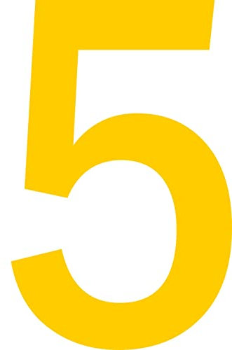 ShirtInStyle Zahlen selbsklebende Aufkleber, 10cm hoch, Haustür, Mülltone, Basteln, Boote, Nummern, Kennzeichen, KFZ, Türen, Spint, Umkleide, Hausnummer, Bootsnummer, ZAHL 5-10cm, signalgelb