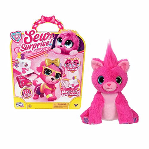 Little Live Pets Scruff-a-Luvs Sew Surprise.Rescue, Reveal and Groom A Mystery Puppy Or Kitten Reveal Outfits to Dress Your Pet with The Magic Sewing Machine, Pink