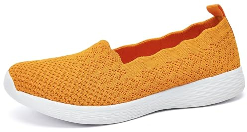 Puxowe Damen Slip On Sneaker Leichte Atmungsaktiv Sportschuhe Turnschuhe Bequem Freizeitschuhe Walking Schuhe Outdoor Fitness 36.5 EU Yellow