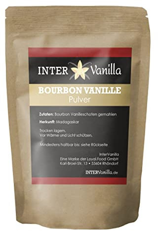 InterVanilla Bourbon Vanillepulver 50g, Vanille gemahlen aus echter Bourbonvanille. Vanilla Powder aus Madagaskar ohne Zusätze