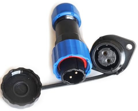 Elecbee SP17 2 Pines Conector de aviación, IP68 Enchufe Impermeable Aviación Circular Industrial Roscado Conector Brida de 2 Agujeros Macho Enchufe y Hembra scoket Conector de Cable en Línea