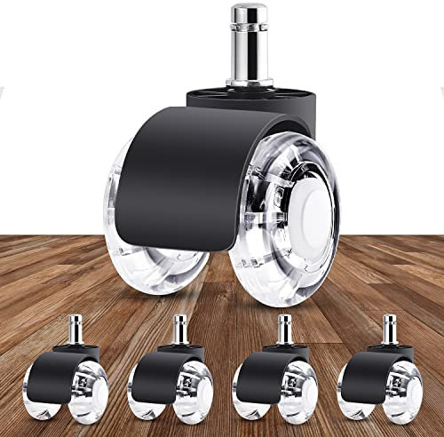 WOLAFOO Bürostuhl Rollen, Rollen für Bürostühle 11mm x 22mm, 360 Grad Drehbar Kratzfeste Hartbodenrollen, Schreibtischstuhl Rollen für Hartböden, Parkett, Teppich, Laminat und Fliesen(5er Set)