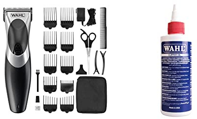 Wahl Clip ‘N Rinse Cord/Cordless Hair Clipper, Black & Clipper Oil, Blade Oil for Hair Clippers, Beard Trimmers and Shavers, Lubricating Oils for Clippers, Maintenance for Blades, 250 ml