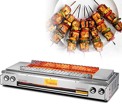 Gasgrill Tischgrill Gas mit Edelstahl-Grillrost, Abnehmbarer Fettauffangschale, Balkon Grill Ohne Verbrennungsgefahr, Brenner aus Edelstahl, Grillen Im Haus, für Balkon Drinne Party,Sc zd03