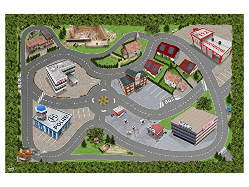 Straße - Stadt Tischdecke abwaschbar für Kinder | STD08 | Spieldecke 150 x 100 cm | ideales Zubehör zu Spiel-Figuren von Lego, Schleich, Playmobil, Papo, Bullyland (Straße)