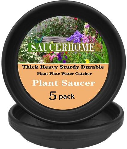 5er-Pack Blumentopf-Untersetzer, 15,5 cm, 20,3 cm, 25,4 cm, 30,5 cm, 35,6 cm, 40,6 cm, 48,3 cm, 50,8 cm, Kunststoff, Innen- und Außenbereich, robust, dick, langlebig, Wasserfänger, (35,6 cm, Schwarz)