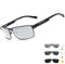 KINGSEVEN Mode Photochrome Sonnenbrille Männer Frauen Polarisierte Piloten-Sonnenbrille Quadratische Blendschutz-Fahrbrille UV400 (Schwarz Photochromie)