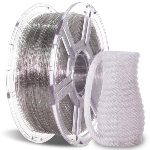 FLASHFORGE Sparkle Clear PLA Filament 1.75mm, 3D Drucker Filament Glänzendes Sparkle PLA mit Glitter, 1KG (2.2lbs) Transluzente Spule, Maßgenauigkeit +/- 0.02mm, Glänzende und schillernde Filamente