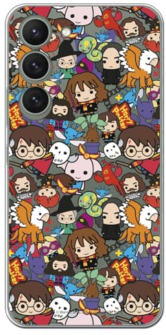 Personalaizer Offizielle Harry Potter-Schutzhülle, kompatibel mit Samsung Galaxy S23, mit Muster aus magischen Amuletten – Schutzhülle aus flexiblem TPU-Silikon, transparent