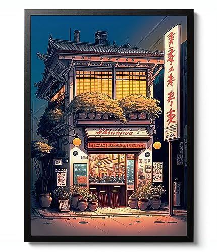 Evening at the Ramen Shop Print, Anime Poster, Japanese Anime Poster, Manga Wall Art, Gaming Home Decor, Cartoon Gift Idea, Archival Matte, A1 (Print Only) - 84.1x59.4cm