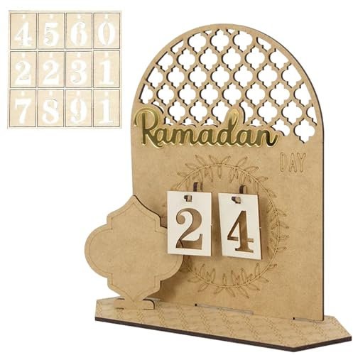 Abiemuce Ramadan Kalender, 2024 Eid Mubarak Kalender, DIY Ramadan Dekoration Aus Holz, 30 Tage Countdown Ramadan Deko, Eid Mubarak Adventskalender DIY Ramadan Deko, Holz Ramadan Kalender,Girlandenstil