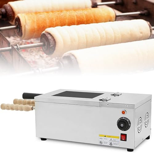 Máquina eléctrica comercial de cono de helado, máquina de acero inoxidable, máquina de refrigerios para hornear conos, adecuada para restaurantes, hogares, cocinas, bares, con 2 ba