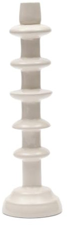 Riviera Maison Kerzenständer Weiß Kerze für das Abendessen, Deko-Kerzenhalter 36 cm hoch, handgefertigt - Azure Candle Holder - (ØxH) 10x36