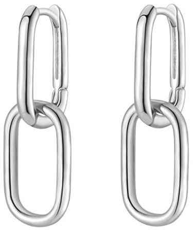 YUZHEDM Ohrringe Silber 925 Hängend Eckige Creolen mit Anhänger U Creolen Minimalistische Tropfen Doppelter Kreis Modeschmuck Tropfen-Ohrringe-Set,für Frauen Damen Geschenk (Silber)