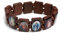 xbiez Modisches Stretch-Armband aus Holz, katholische Ikone, Heiliges Jesus, Kreuz, Jungfrau Maria, religiöses Uni-Armband, 3 Farben, Holz