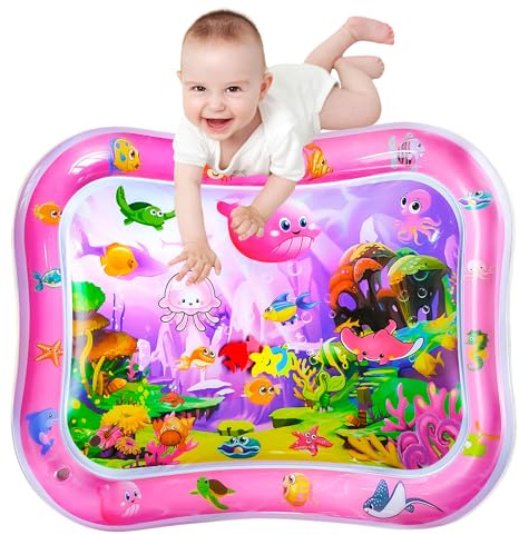 SUNSHINEMALL Tappeto Tummy Time Neonato XXL 95 x 76CM Gonfiabile Tappetino d'acqua per Bambini 3 6 9 Mesi Neonati Gioco Regalo Battesimo Bimbo Tappetini Gioco e Palestrine
