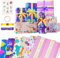 Zindoo Geschenkpapier Geburtstag, 6 Blatt 50x70cm Fröhlichen und Ansprechenden Designs Geschenkpapier mit Aufkleber, Gelb und Lila Bänder - Perfekt für Mädchen, Jungen oder Baby