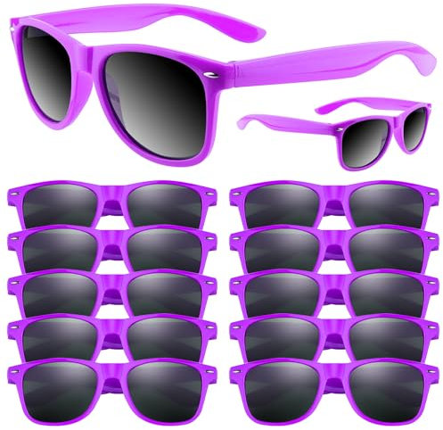 ASTARON Retro Vintage Sonnenbrillen Bulk, 12 Pack polarisiert Günstige Neon Sonnenbrillen Bulk für Frauen und Männer (Violett)