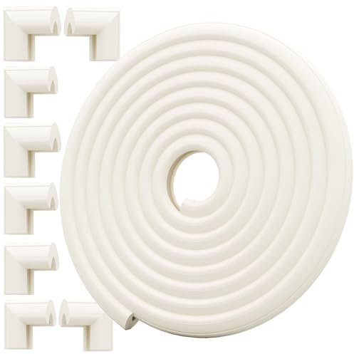 Safety Baby Edge Corner Guards Protector Set, 4.4M/14.5ft Edges Protector + 8 Corner Guards for Kids Foam, Furniture and Tables Child Baby Proof Bumpers, Pre-Taped for Direct Use