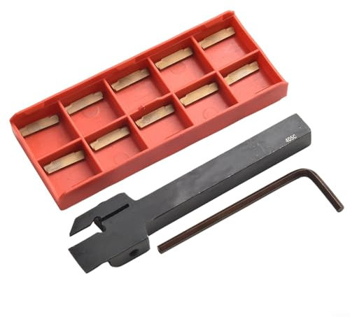 MGEHR1010-1.5 Nut-Werkzeug-Drehhalter und MGMN150 PC9030 1,5 mm breiter Hartmetall-Einsatz mit Schraubenschlüssel für Halbbearbeitung und Endbearbeitung von Stahl