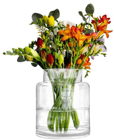 QUTHZZHY Große Glas Vasen, Tulpen Vase, Glas-Große Dickere Klarglasvasen, Moderne Home Decor Vasen, Dekorationen für Arrangement, Hochzeit, Party, Heimdekoration, Büro, 15 (W)* 18cm (H)