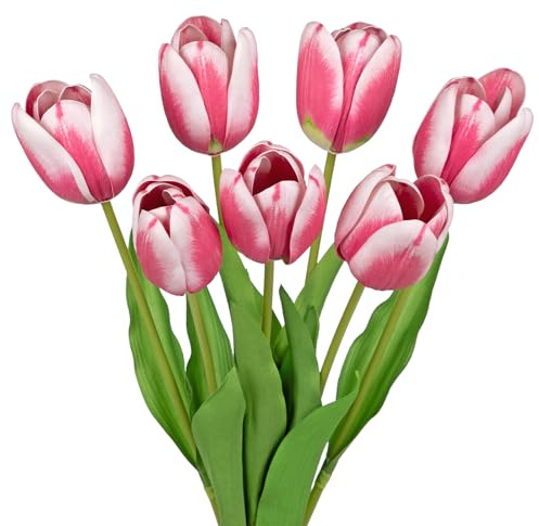 7er-Set Künstliche Tulpe Tulpenknospen Kunstblumen Echtes Gefühl, Künstliche Blumen Tulpen wie Echt Deko für Zuhause, Büro, Party, Hochzeit, Geburtstag, Hochzeitssträuße, Tischdekoration, Muttertag
