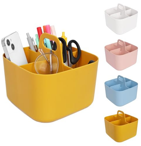 Minicoco Multipurpose Table Organiser with Handle - Storage Box & Cleaning Caddy (Yellow)