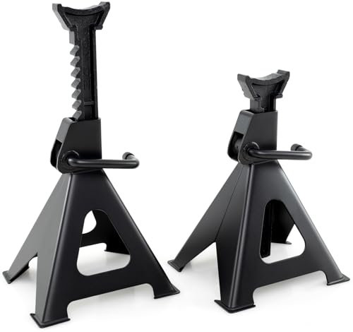 TANGZON Jack Stands, 2PCS Axle Stands with Adjustable Heights, Heavy Duty Base & Handle Lock, 1 Pair SUV Sedan Coupe UTV Vehicle Lifting Garage Support (27000LBS/12 Tonnes, Black)