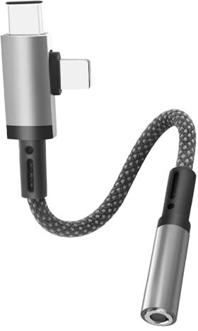 USB C Kopfhörer Adapter, 2 in 1 Typ C auf 3.5mm Klinke AUX Kompatibel mit iPhone 16 Pro Max/15 Pro Max, Samsung S24/S23 Ultra, iPad Pro, Pixel